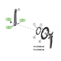 Microshift Sword Crank Preload Cap w/ 2x Crank Arm Bolts - MSH-Y-FC202